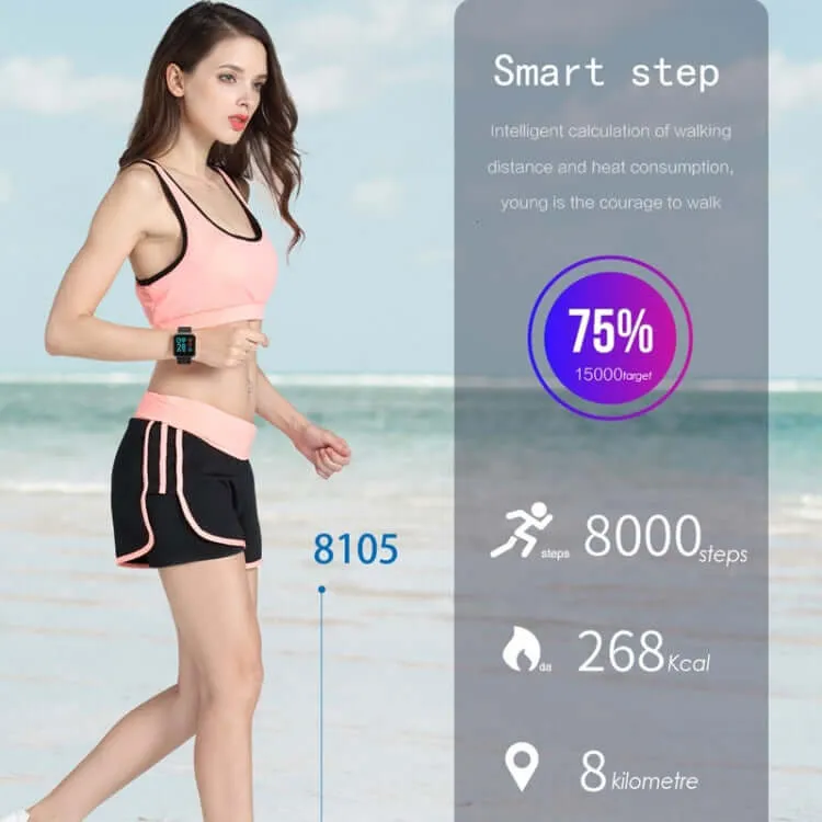 P68 Fitness Smartwatch with Heart Rate and Blood Pressure Monitoring for Xiaomi and Huawei Devices