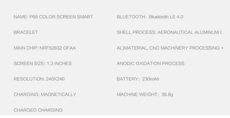 P68 Fitness Smartwatch with Heart Rate and Blood Pressure Monitoring for Xiaomi and Huawei Devices