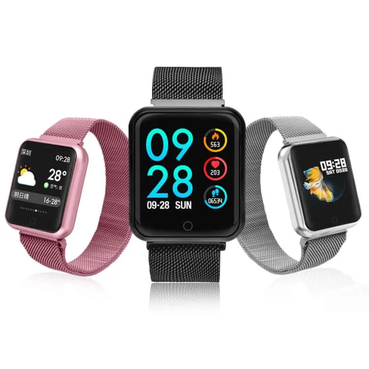 P68 Fitness Smartwatch with Heart Rate and Blood Pressure Monitoring for Xiaomi and Huawei Devices
