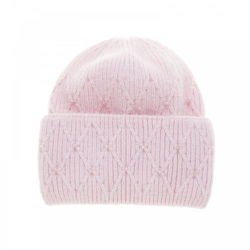 Park Lane Beanie Hat with Rhinestones Pink