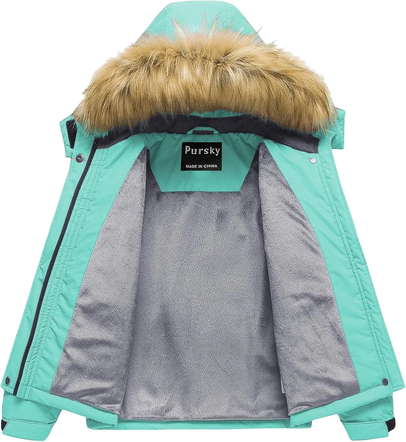 Pursky Girl's Waterproof Ski Jacket Kids Winter Snow Coats Fleece Raincoat Parka