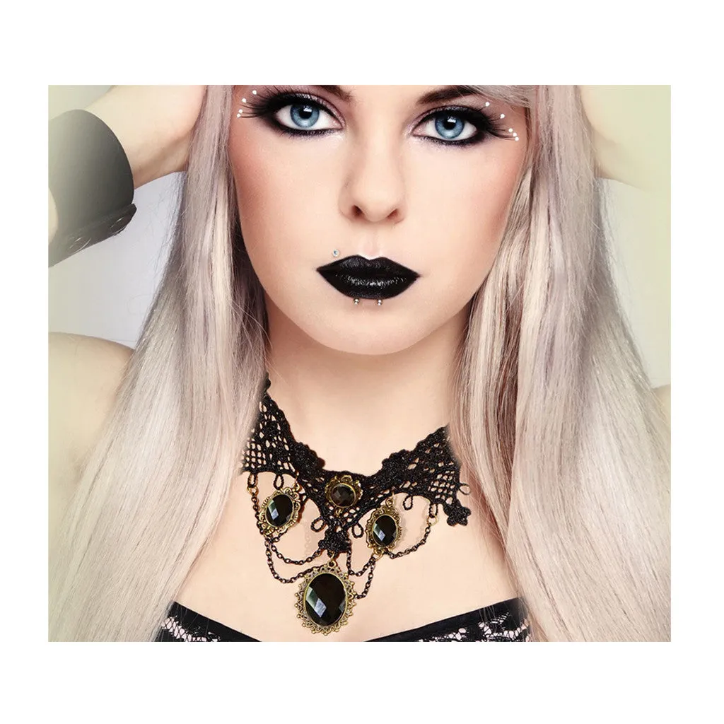 Red or Black Gem Lace Necklace