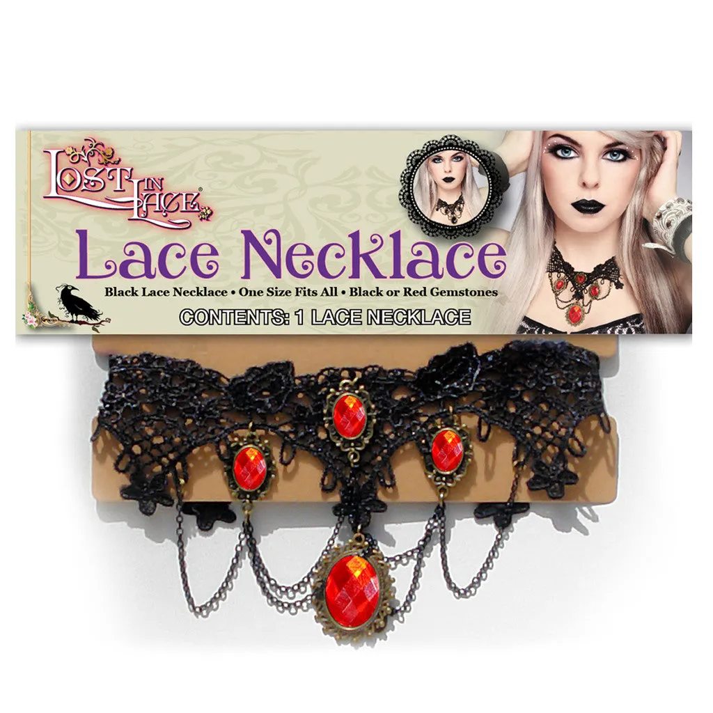Red or Black Gem Lace Necklace