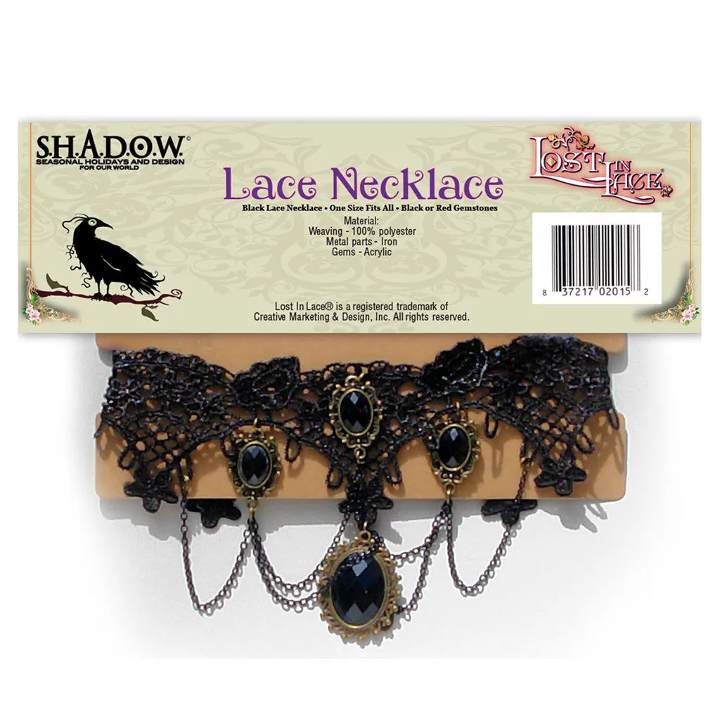 Red or Black Gem Lace Necklace
