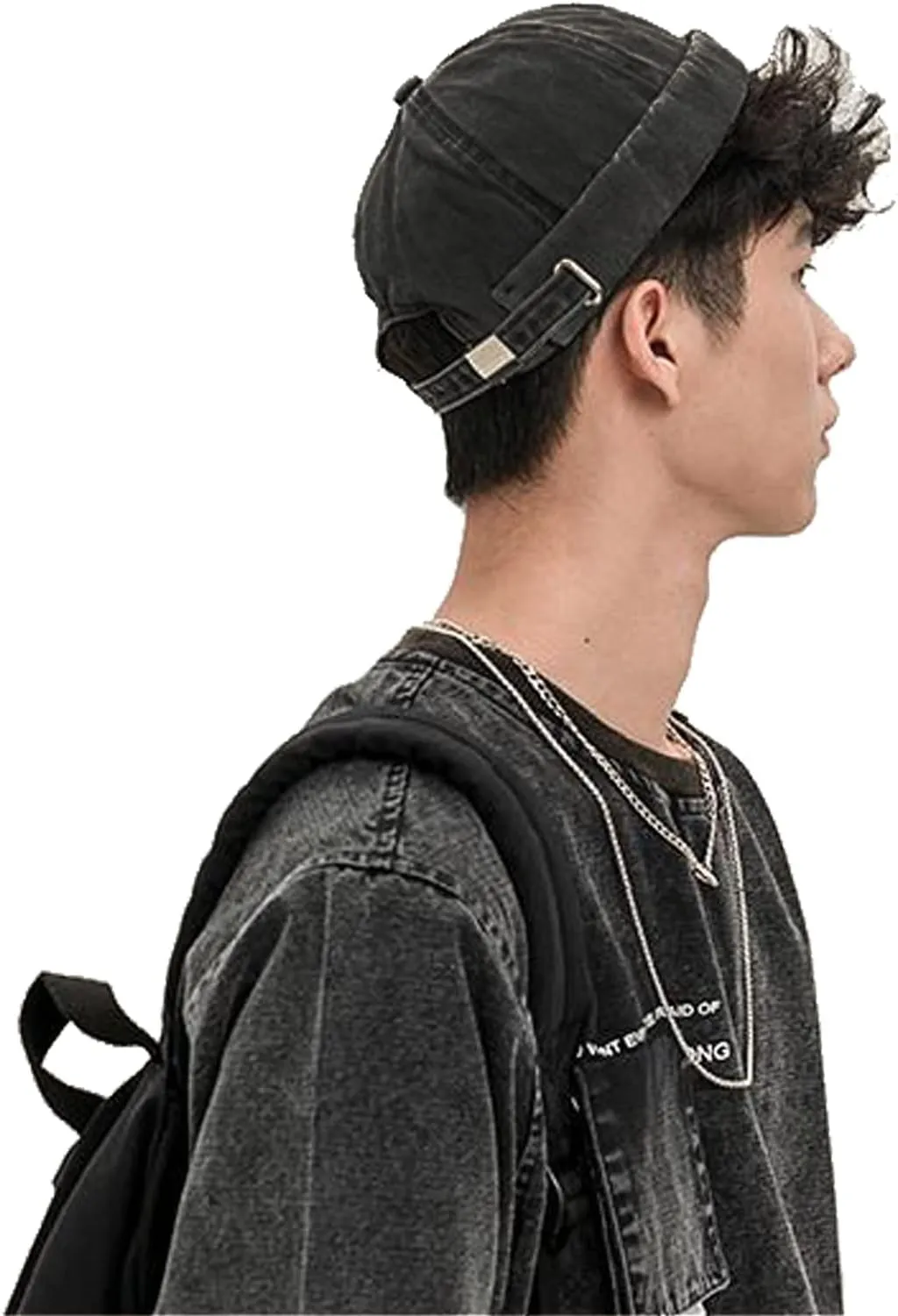 Retro Cotton No Brim Hat Adjustable Rolled Cuff Brimless Beanie Skull Cap