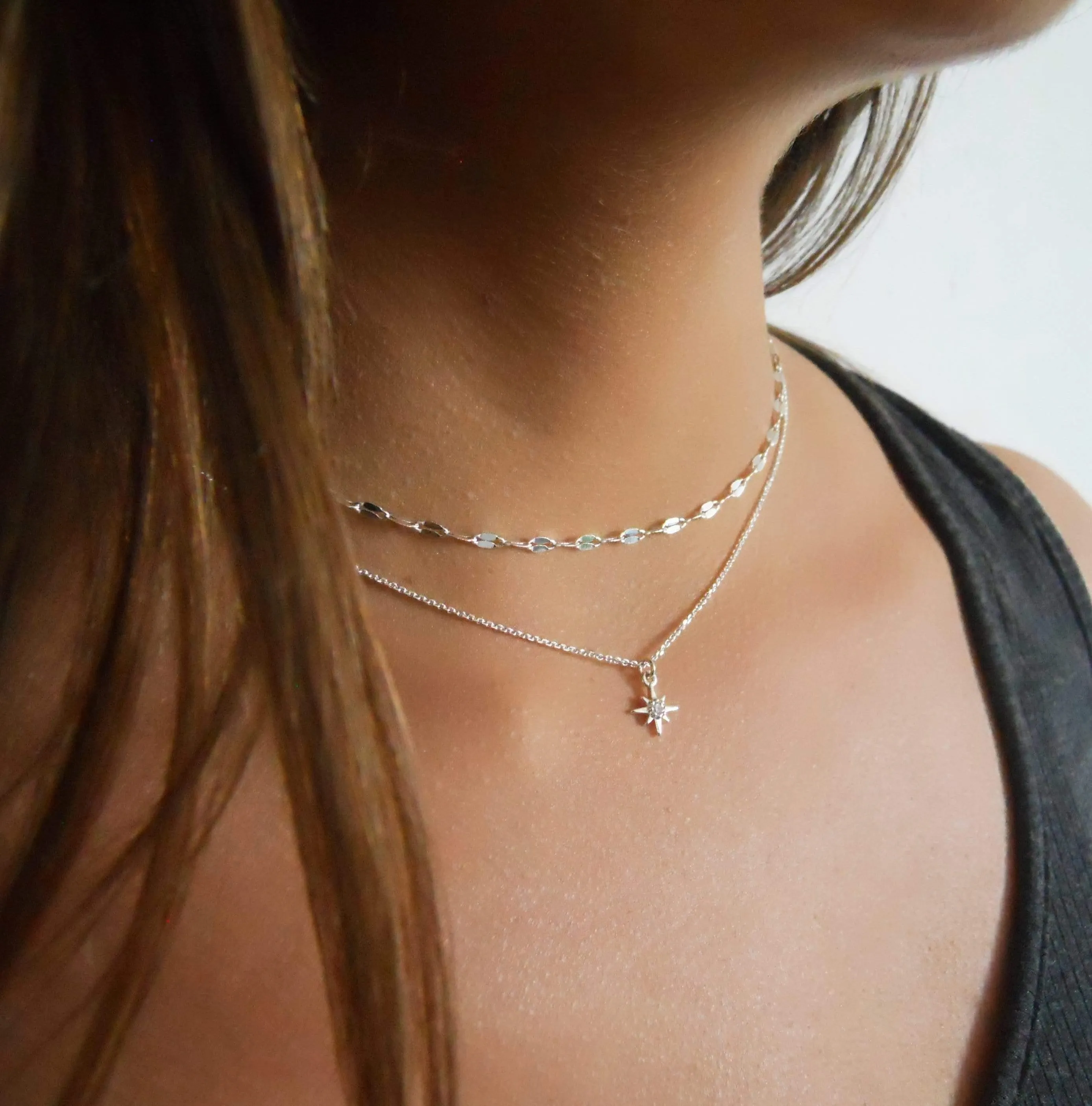 Sterling Silver Choker, Lace Chain Choker Necklace for Women