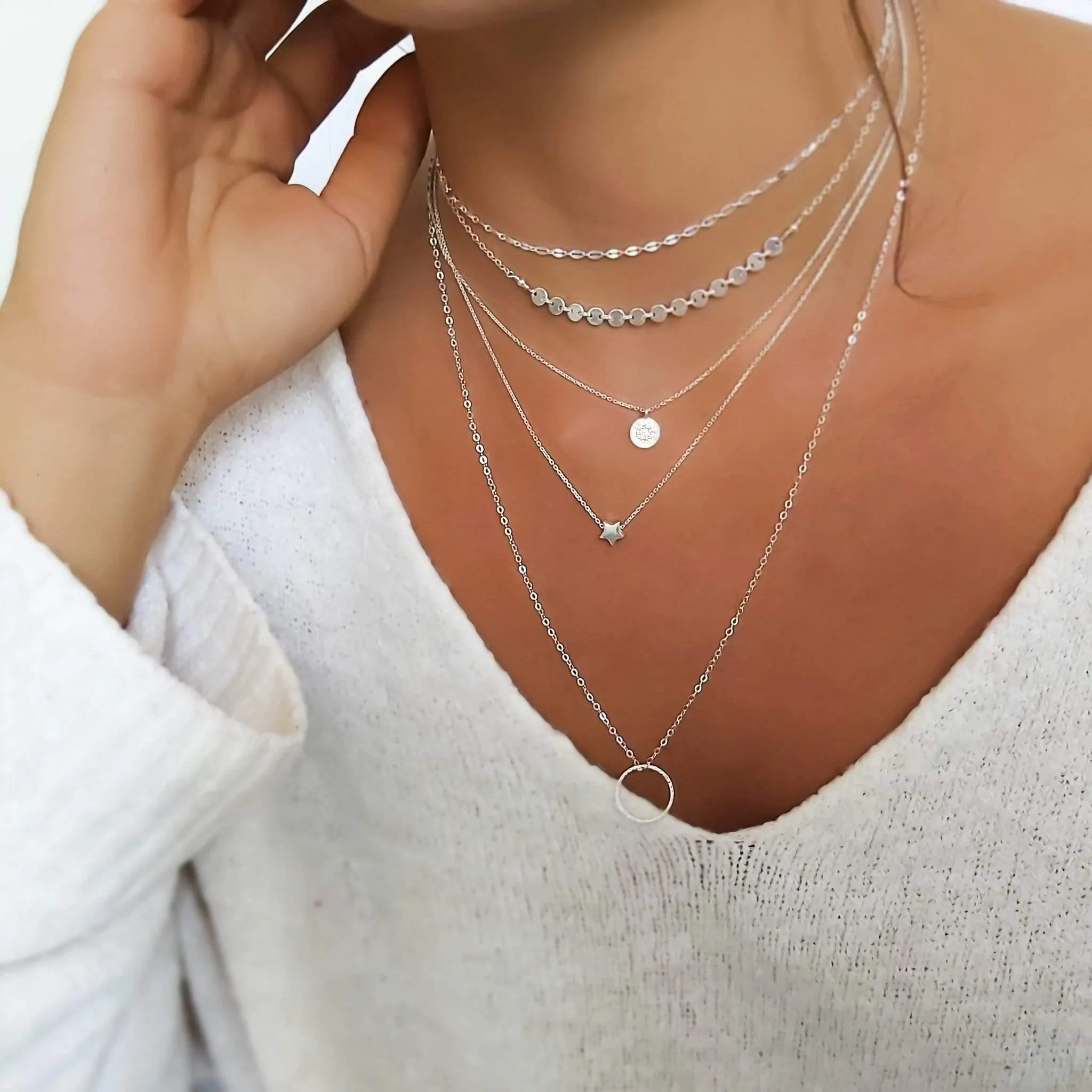Sterling Silver Choker, Lace Chain Choker Necklace for Women
