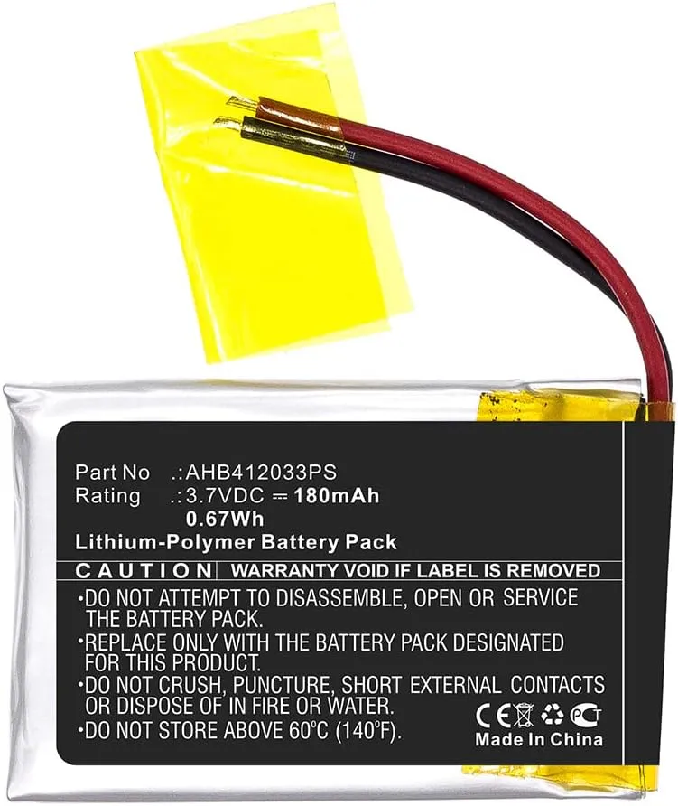 Synergy Digital Smartwatch Battery, Compatible with Sony AHB412033PS Smartwatch, (Li-Pol, 3.7V, 180mAh) Ultra High Capacity, Replacement for Sony AHB412033PS Battery