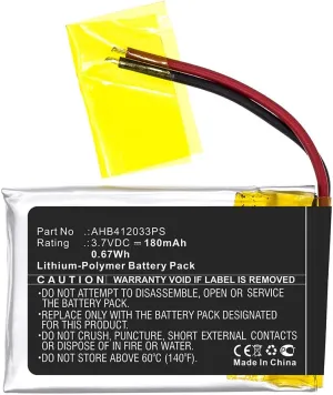 Synergy Digital Smartwatch Battery, Compatible with Sony AHB412033PS Smartwatch, (Li-Pol, 3.7V, 180mAh) Ultra High Capacity, Replacement for Sony AHB412033PS Battery