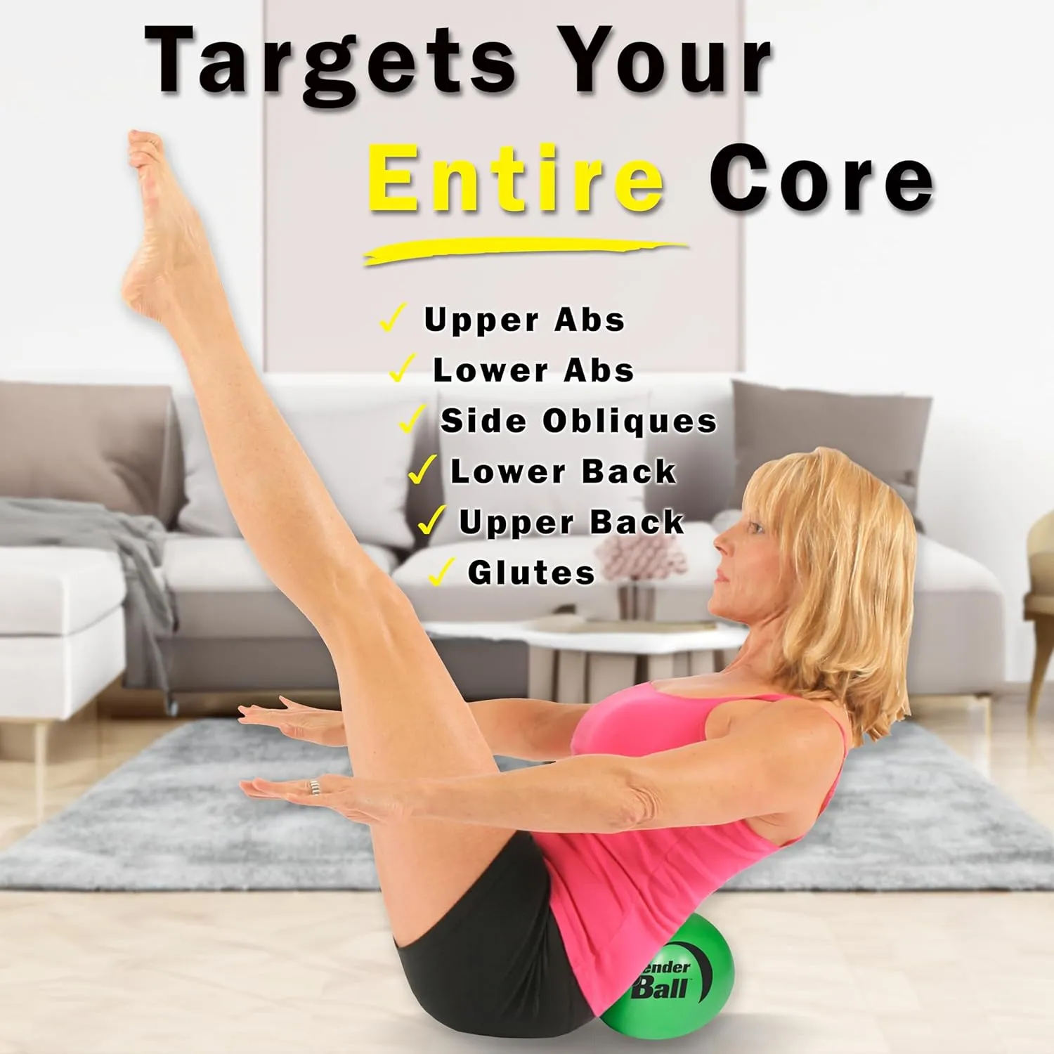 The Original 9 inch Pilates Ball for Abs, Core & Back, Core Training Ball, Small Crunch Exercise Ball, Includes 5 Streaming Videos   Core Training/Bun & Thighs DVD or Without DVD