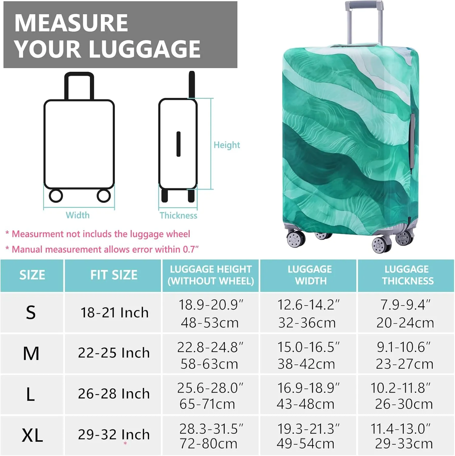 TRAVELKIN Luggage Covers For Suitcase Tsa Approved,Suitcase Cover Protector Fit 26-28 Inch Luggage