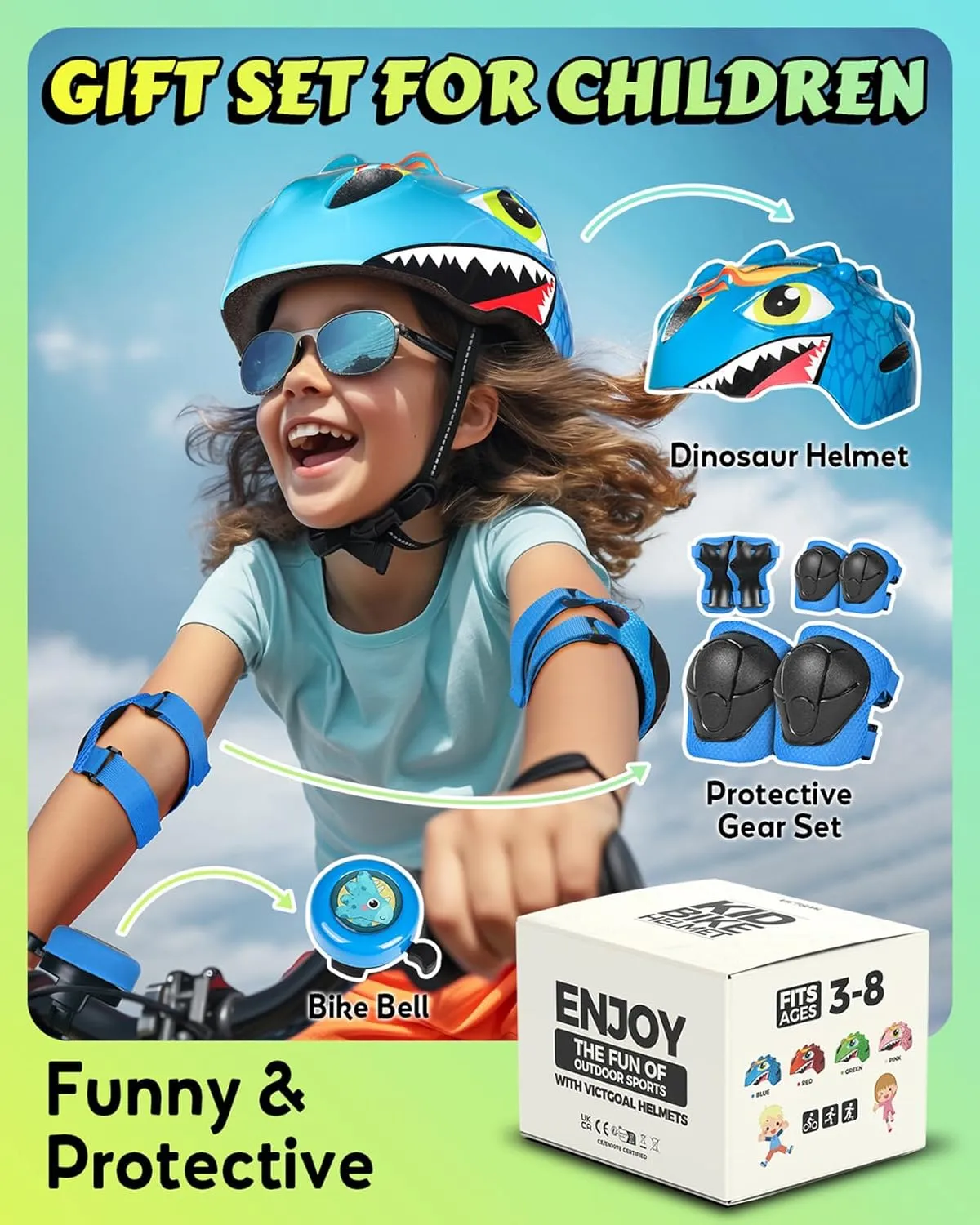VICTGOAL Toddler Kids Bike Helmet Lightweight 3D Children Bicycle Helmet for Boys and Girls Age 3-8 for Multi-Sport Scooter Cycling Skating