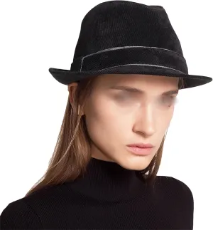 Vintage Wide Brim Denim Fedora Hats for Women Men Irregular Rolled-Up Brim Black Cowboy Hats Outdoor Warm Winter Hats