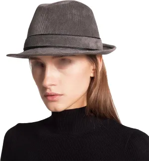 Vintage Wide Brim Denim Fedora Hats for Women Men Irregular Rolled-Up Brim Black Cowboy Hats Outdoor Warm Winter Hats
