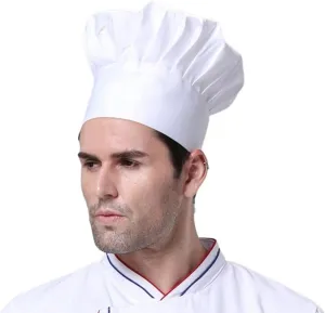 White Chef Hat for Men Women Adults,Elastic Band Adjustable Cotton Chefs Hat Hibachi Chef Works Hats Chef Cap Cook Hat