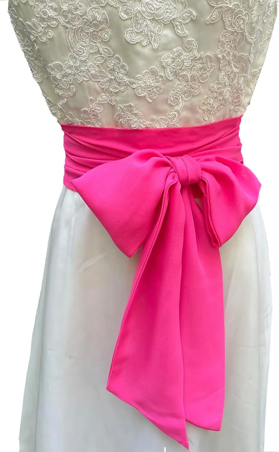 Women Chiffon Sash Corset Belt Waist Bow Tie belt 3.74" Wide for Bridal Wedding Special Occasion Dress