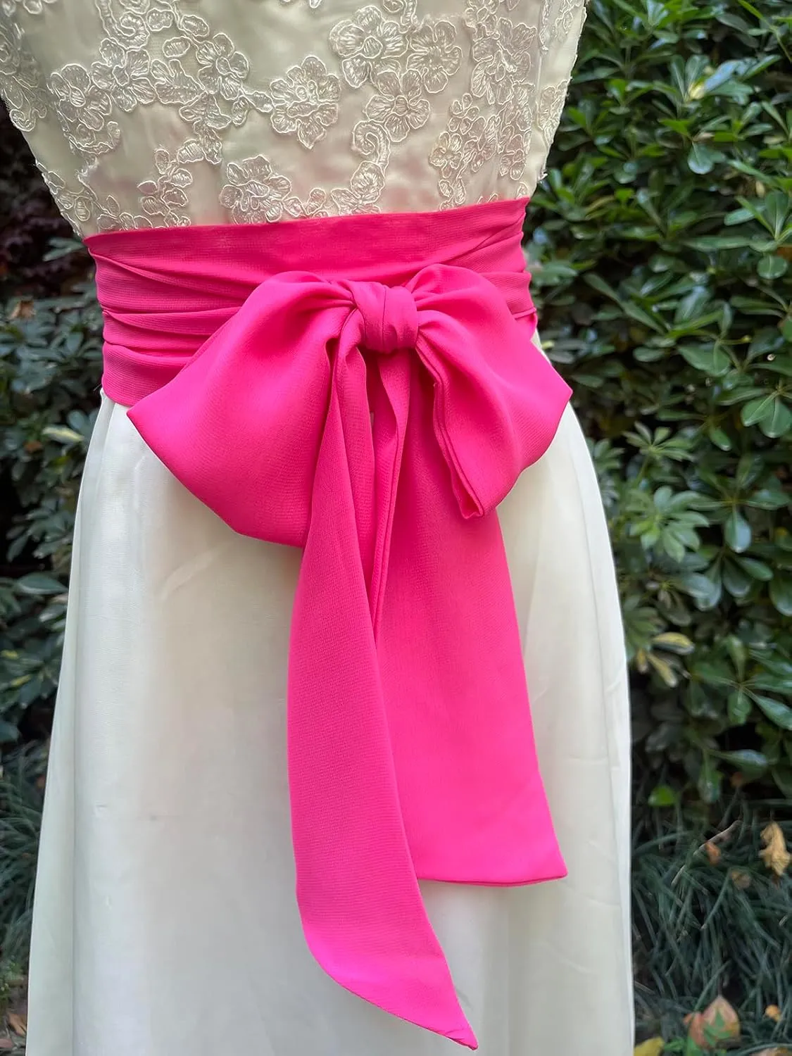 Women Chiffon Sash Corset Belt Waist Bow Tie belt 3.74" Wide for Bridal Wedding Special Occasion Dress