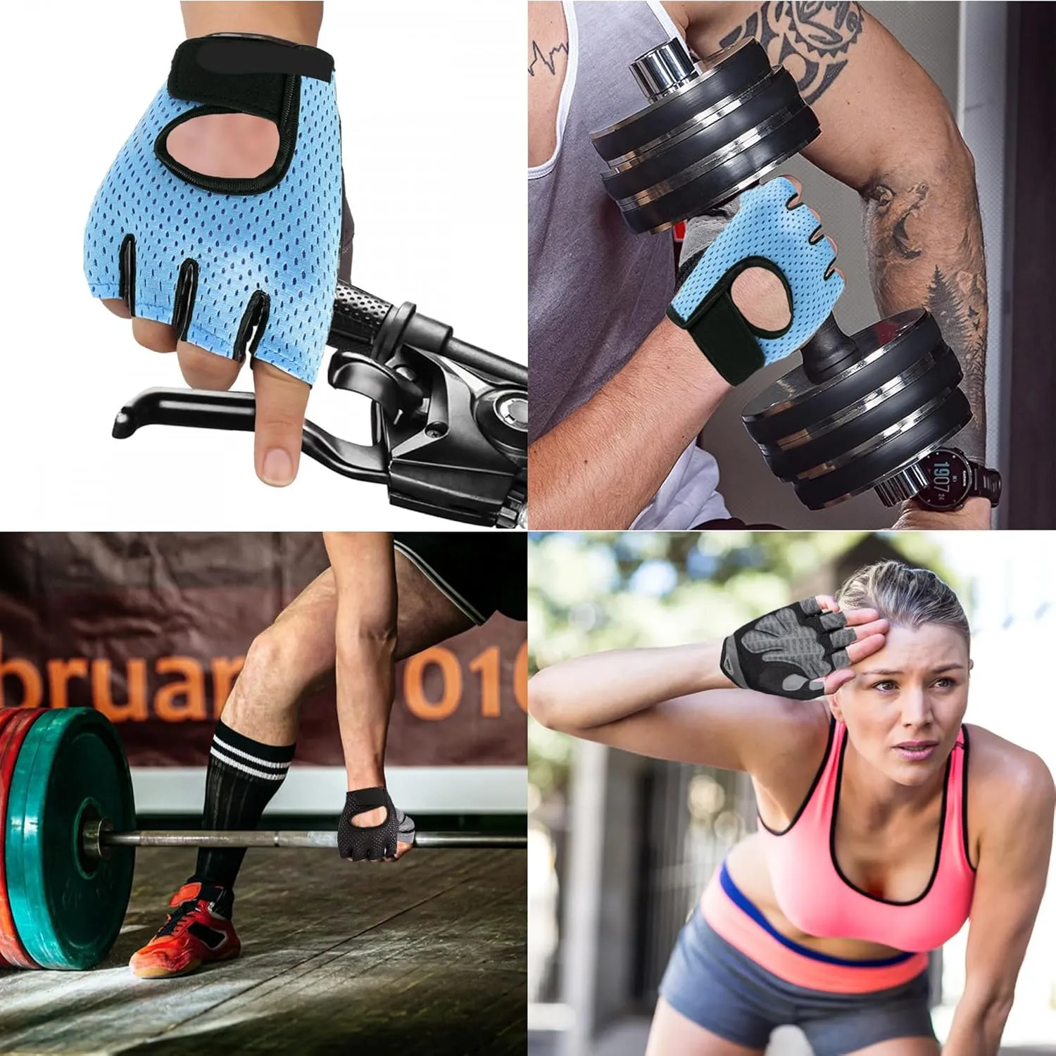 Workout Gloves for Men and Women, Weight Lifting Gloves for Exercise Gloves Fishing Gloves Fingerless Breathable Cycling Gloves, Gym, Fitness, Training, Anti-Slip, Snug Fit