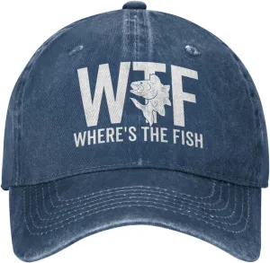 WTF Where's The Fish Hat for Women Dad Hats with Design Caps