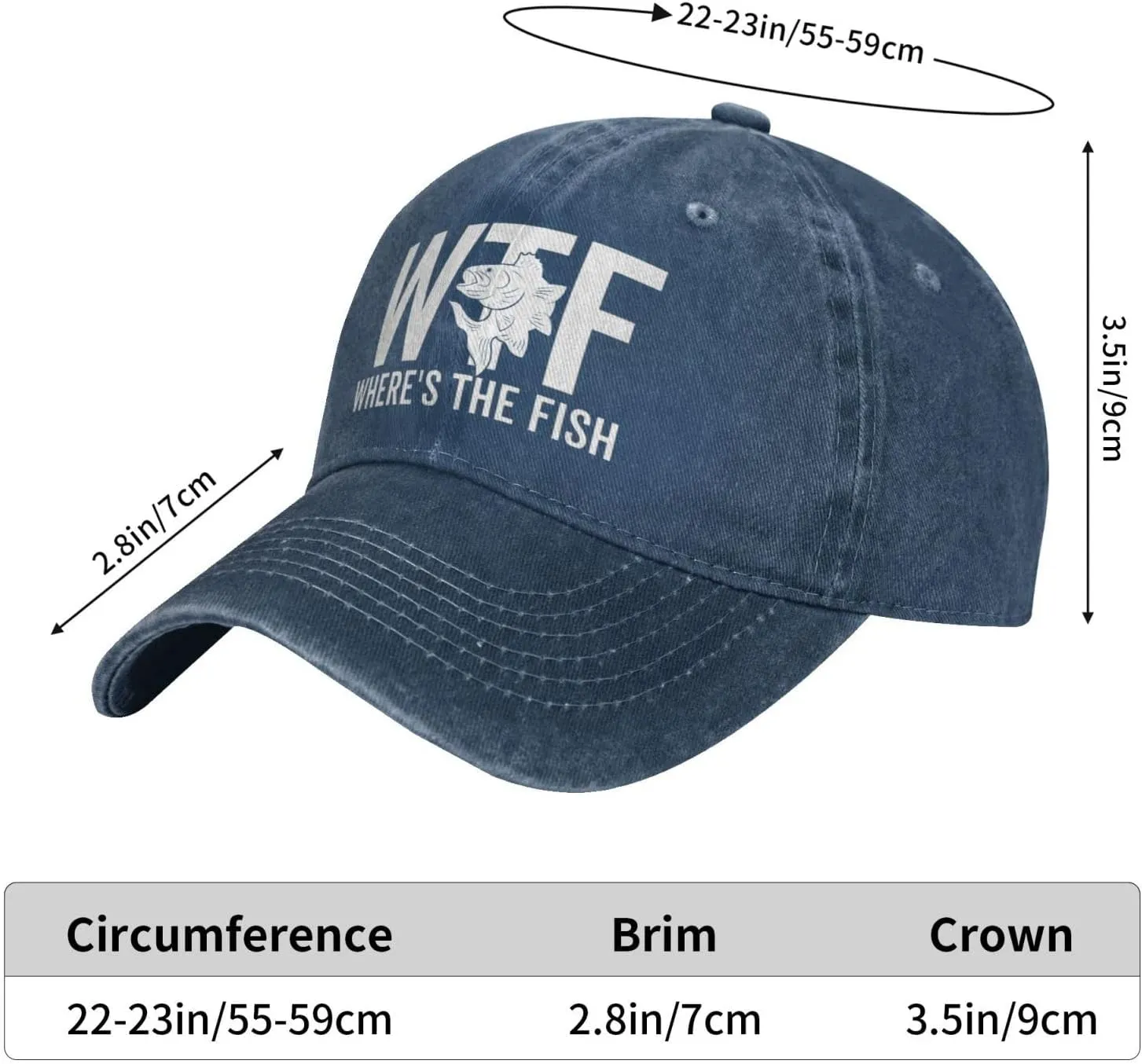 WTF Where's The Fish Hat for Women Dad Hats with Design Caps
