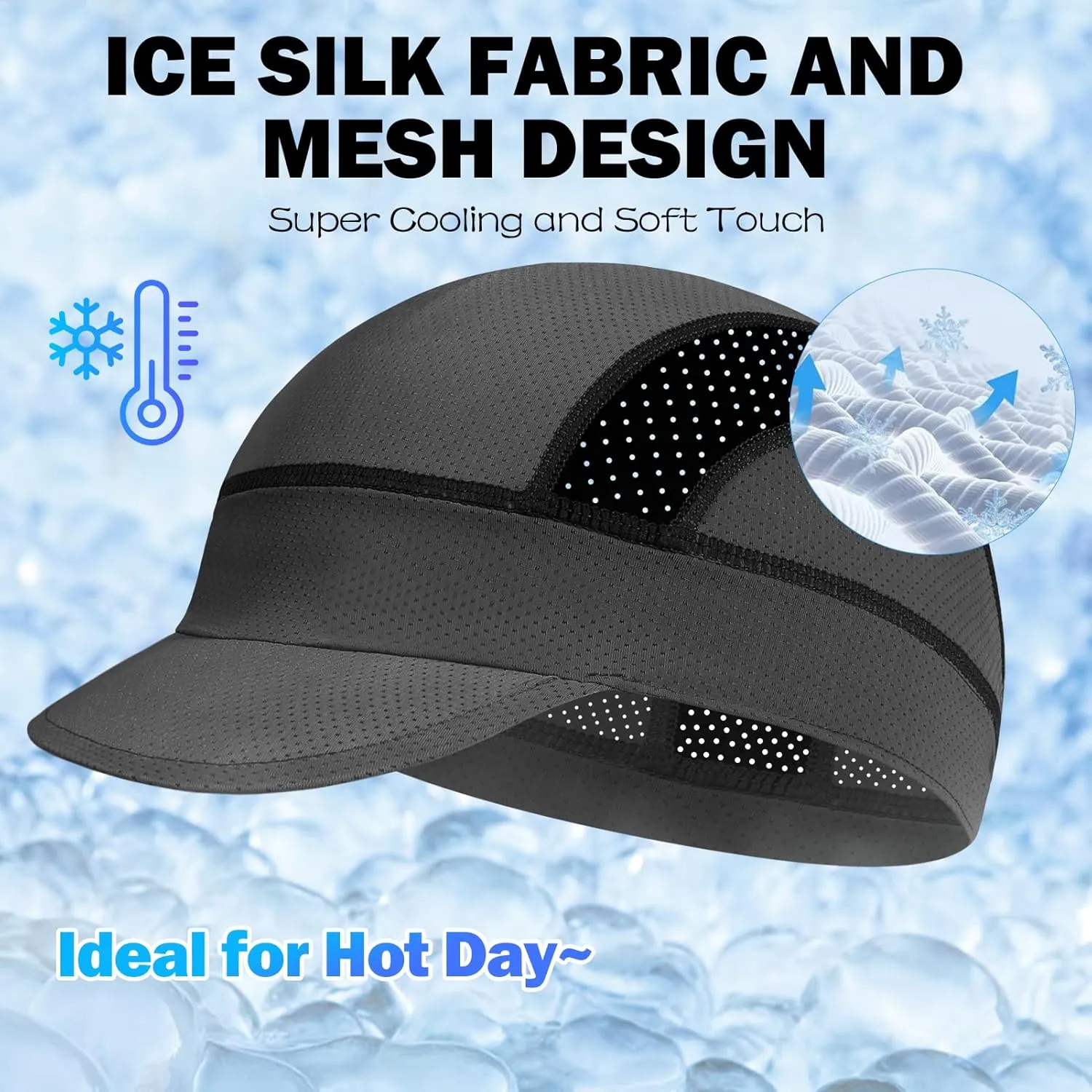 XXL Mesh Cycling Cap for Men Big Head Cooling Skull Cap Bike Hard Hat Liner with Sun Visor, Men Big Size Cycling Hat