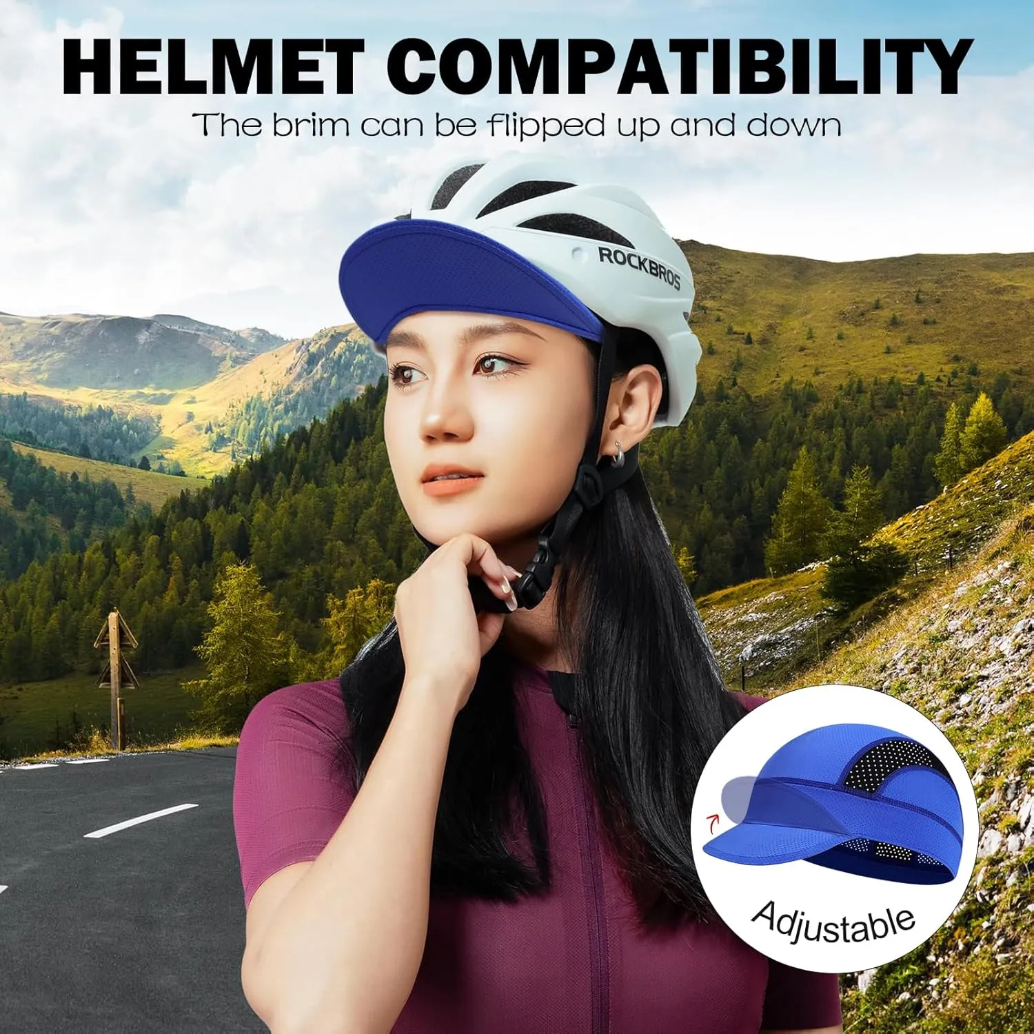 XXL Mesh Cycling Cap for Men Big Head Cooling Skull Cap Bike Hard Hat Liner with Sun Visor, Men Big Size Cycling Hat