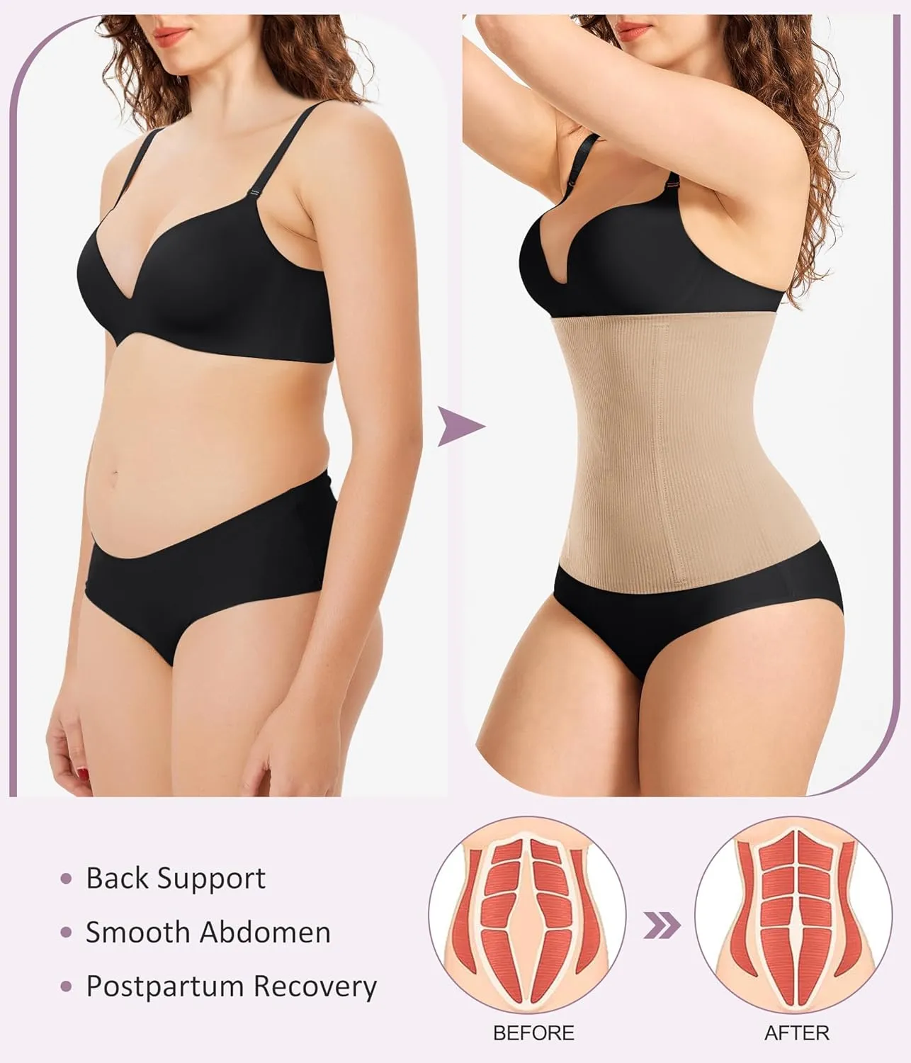 YERKOAD Waist Trainer for Women Corset Shapewear Tummy Control Faja Body Shaper Seamless Waist Cincher Postpartum Belly Band