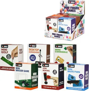 YOBRO Mini Finger Sports Game Set - White Elephant Gifts with Mini Golf/Boxing/Cornhole/Desktop Horseshoes/Soccer Game/Skate Park,Office Desktop Sports Fan Game,Stocking Stuffers for Friends 6PCS